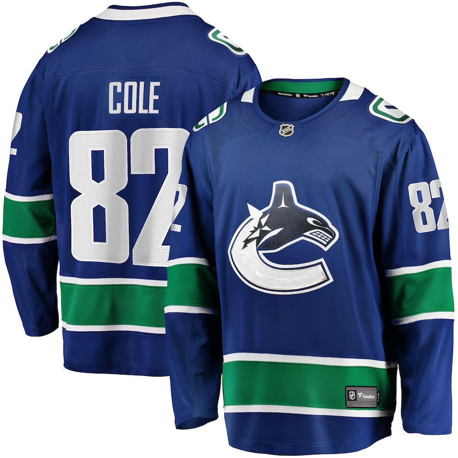 Men's Vancouver Canucks Ian Cole Blue Home Breakaway Jersey