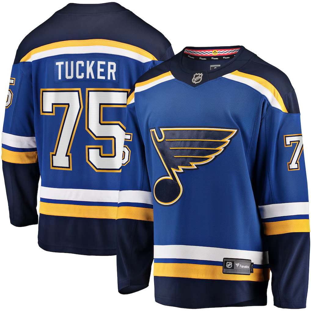 Men's St. Louis Blues Tyler Tucker Fanatics Blue Home Breakaway Player Jersey