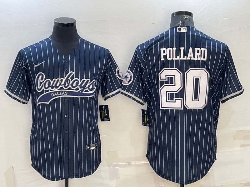 Men's Dallas Cowboys Tony Pollard Navy Player Jersey Joint Edition