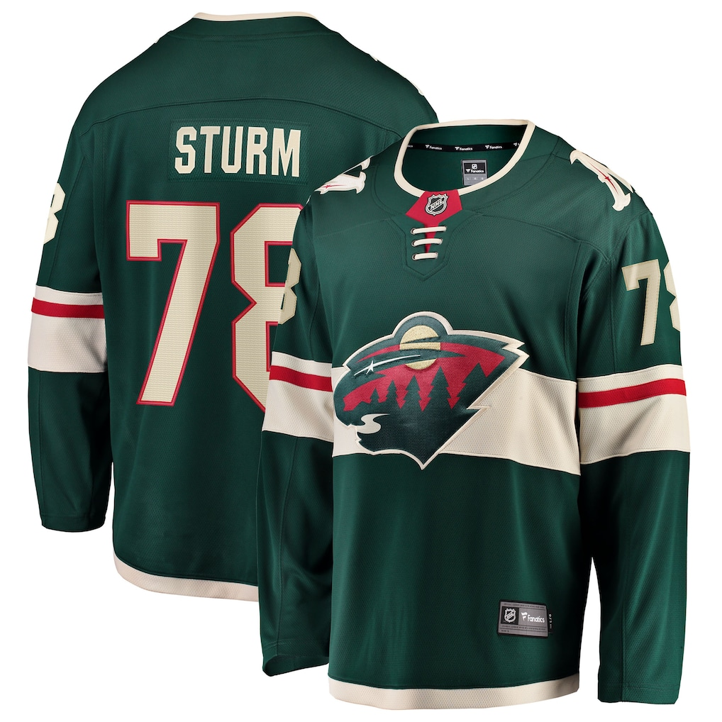 Men's Minnesota Wild Nico Sturm Fanatics Green Home Breakaway Jersey