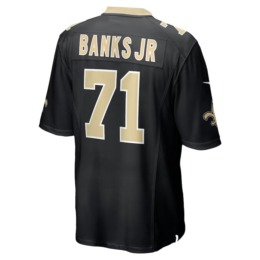 Men's New Orleans Saints Kelvin Banks Jr. Black 2025 NFL Draft First Round Pick Game Jersey
