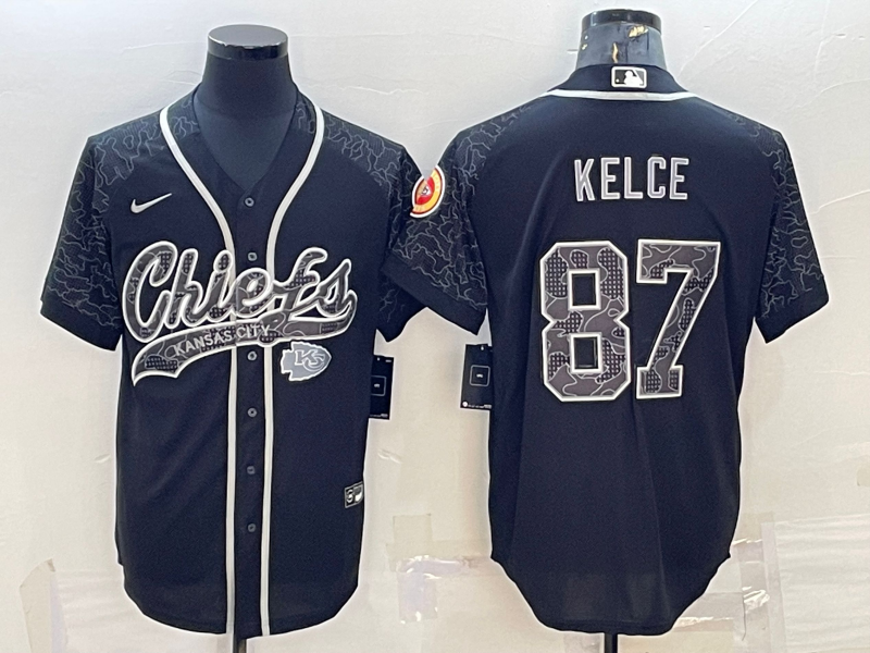 Men's Kansas City Chiefs Travis Kelce Black RFLCTV Limited Jersey Joint Edition