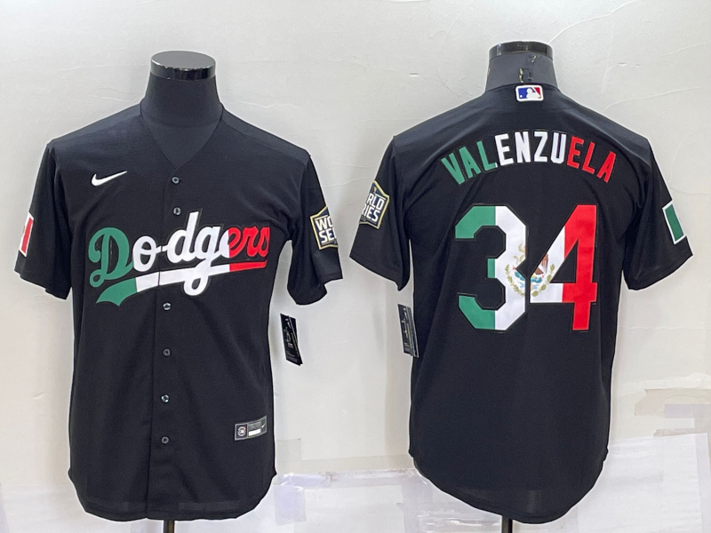 Men's Los Angeles Dodgers Fernando Valenzuela Black Player Jersey
