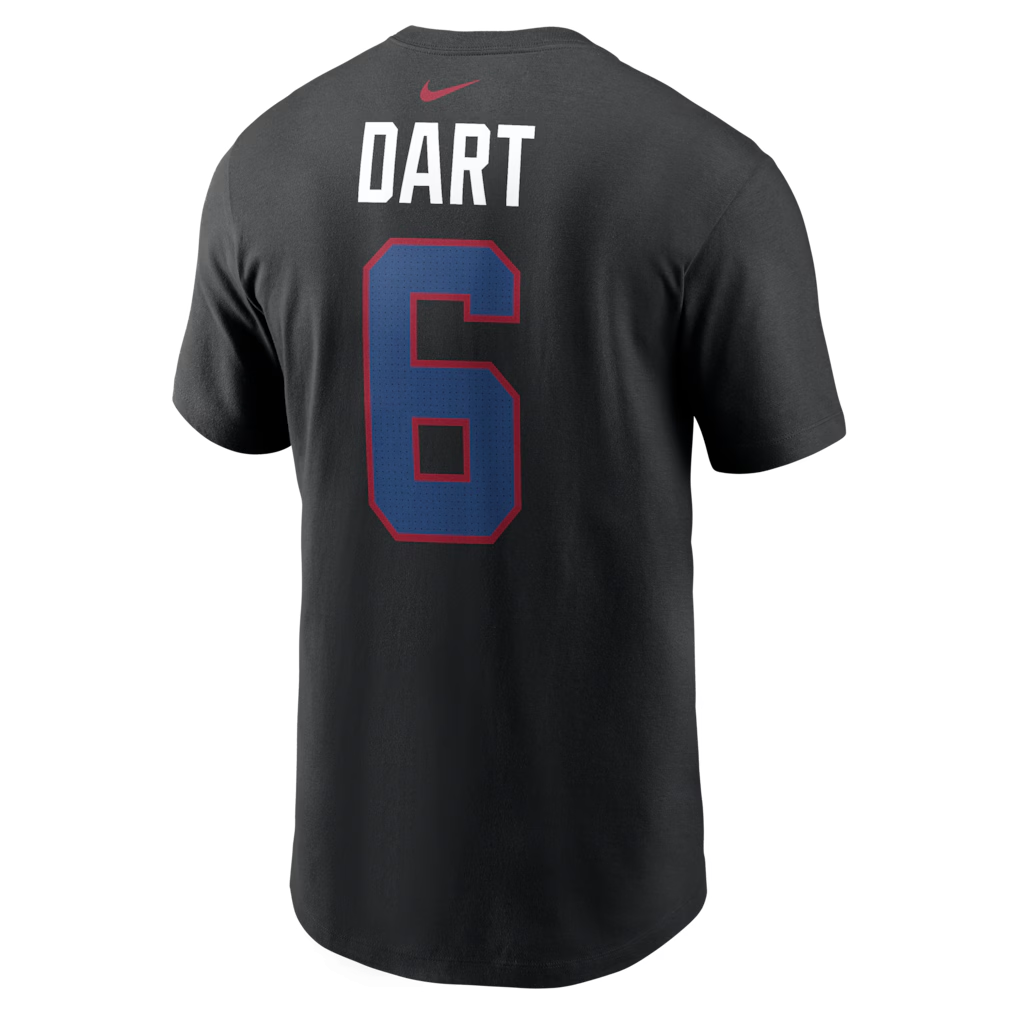 Men's New York Giants Jaxson Dart Black Name & Number T-Shirt