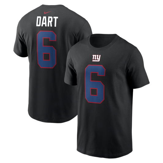 Men's New York Giants Jaxson Dart  Black Name & Number T-Shirt