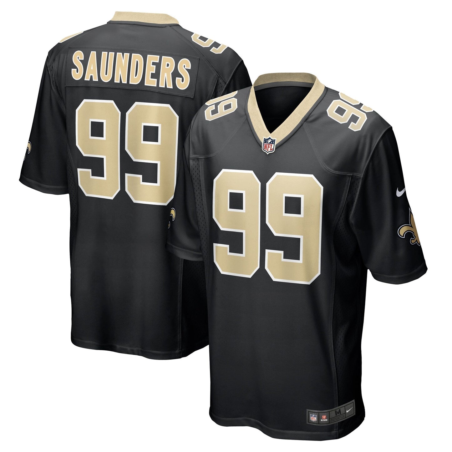 Khalen Saunders New Orleans Saints  Game Jersey - Black