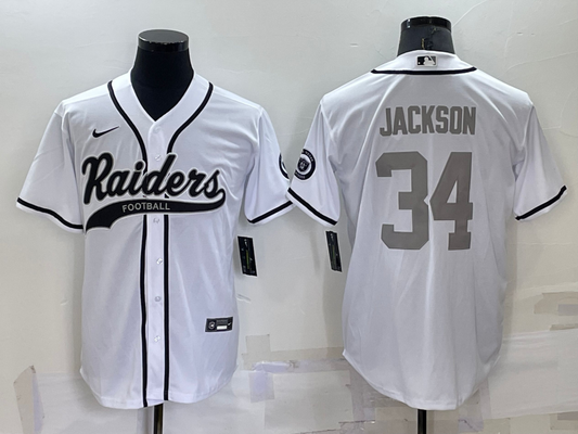 Men's Las Vegas Raiders Bo Jackson White Player Jersey Joint Edition