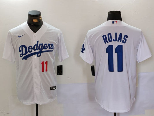 Men's Los Angeles Dodgers Miguel Rojas #11 White Home Replica Player Jersey1