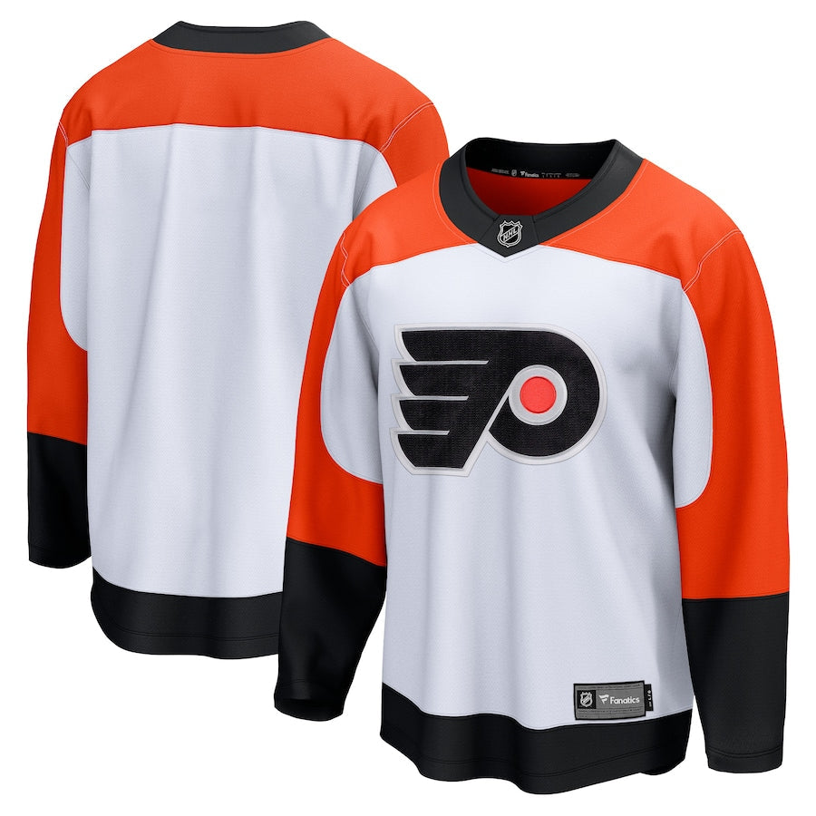 Custom Men's Philadelphia Flyers Fanatics White Away Premier Breakaway Jersey