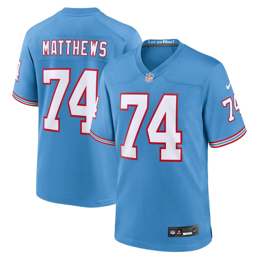 Bruce Matthews Tennessee Titans  Oilers Throwback Retired   Game Jersey - Light Blue