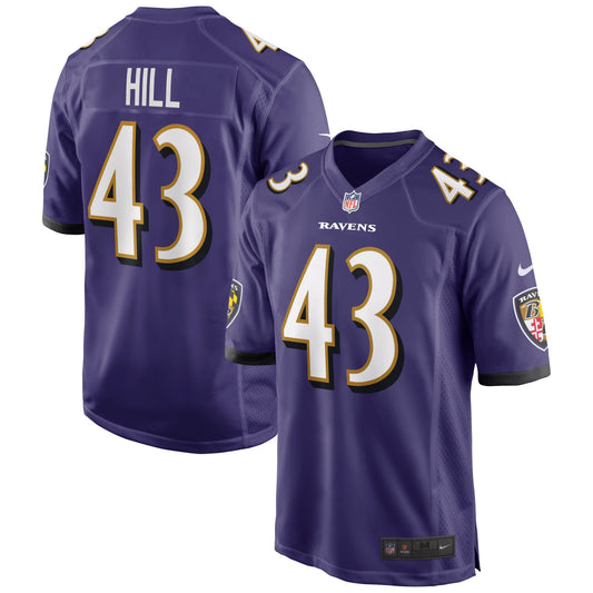 Baltimore Ravens Justice Hill Purple Game Jersey