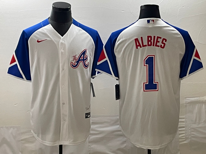 Men's Atlanta Braves Ozzie Albies  White 2023 City Connect Replica Player Jersey