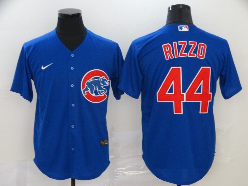 Men's Chicago Cubs1 Anthony Rizzo #44 Blue Replica Baseball Jersey