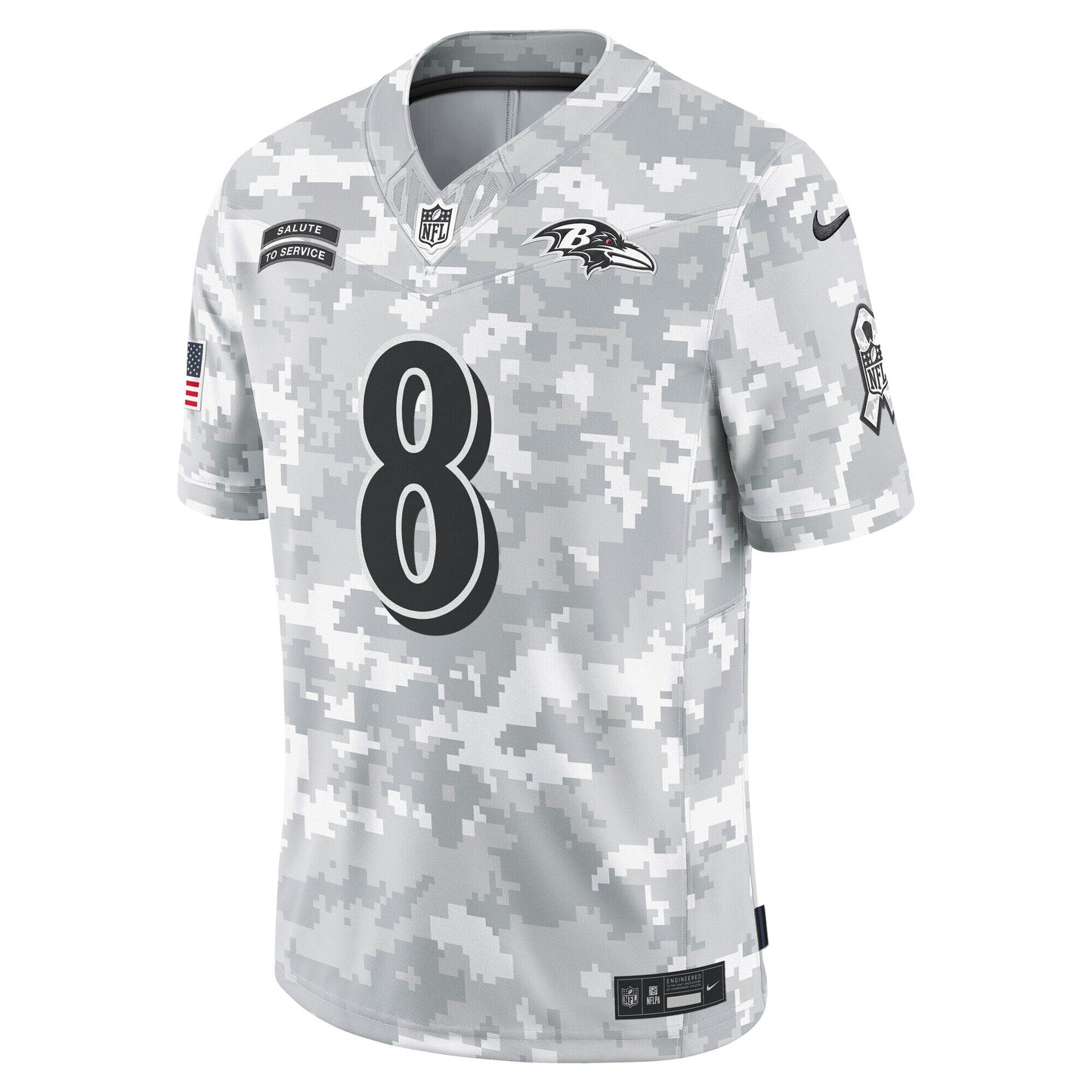 Lamar Jackson Baltimore Ravens  2024 Salute to Service Limited Jersey - Arctic Camo