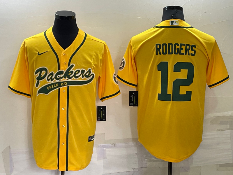 Men's Green Bay Packers Aaron Rodgers Gold Inverted Team Game Jersey Joint Edition
