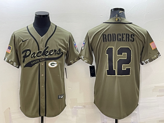 Men's Green Bay Packers Aaron Rodgers Olive 2022 Salute To Service Limited Jersey Joint Edition