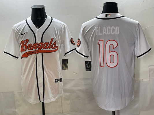 Men's Cincinnati Bengals Joe Flacco White Team Game Jersey