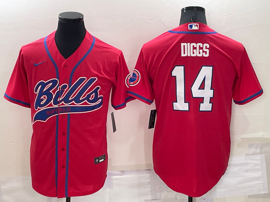 Men's Buffalo Bills Stefon Diggs #14 Red Game Jersey1 Joint Edition