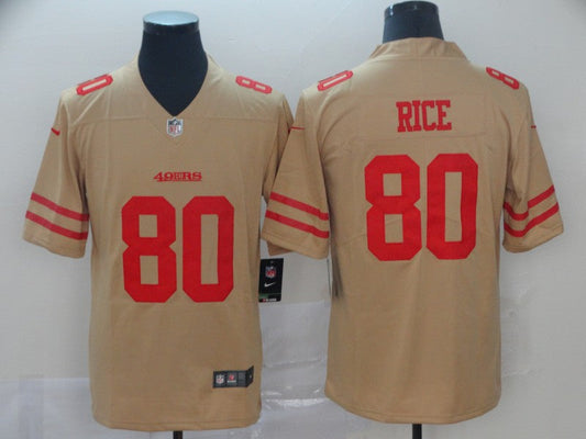 Men's San Francisco 49ers Jerry Rice #80 Gold Inverted Legend Jersey1