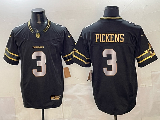 Men's Dallas Cowboys George Pickens #3 Black Player Jersey