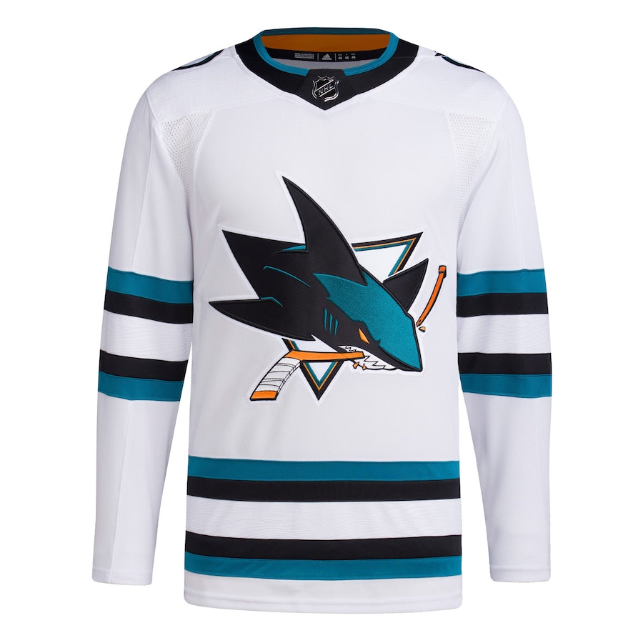 Men's San Jose Sharks  White Away Primegreen Authentic Jersey