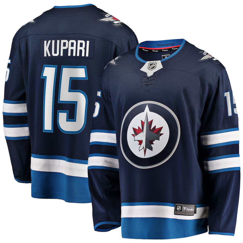 Men's Winnipeg Jets Linus Kupari Fanatics Navy Home Breakaway Player Jersey