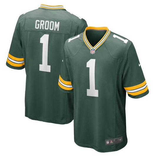 Number 1 Groom Green Bay Packers  Game Jersey - Green