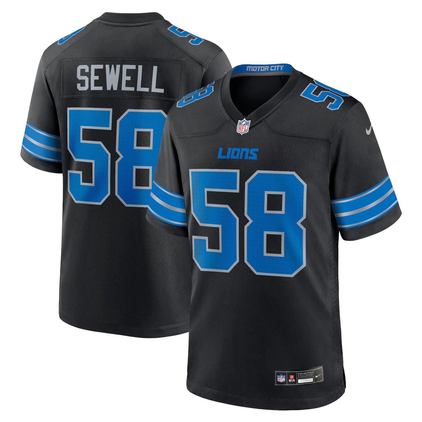 Detroit Lions Penei Sewell Black 2nd Alternate Game Jersey