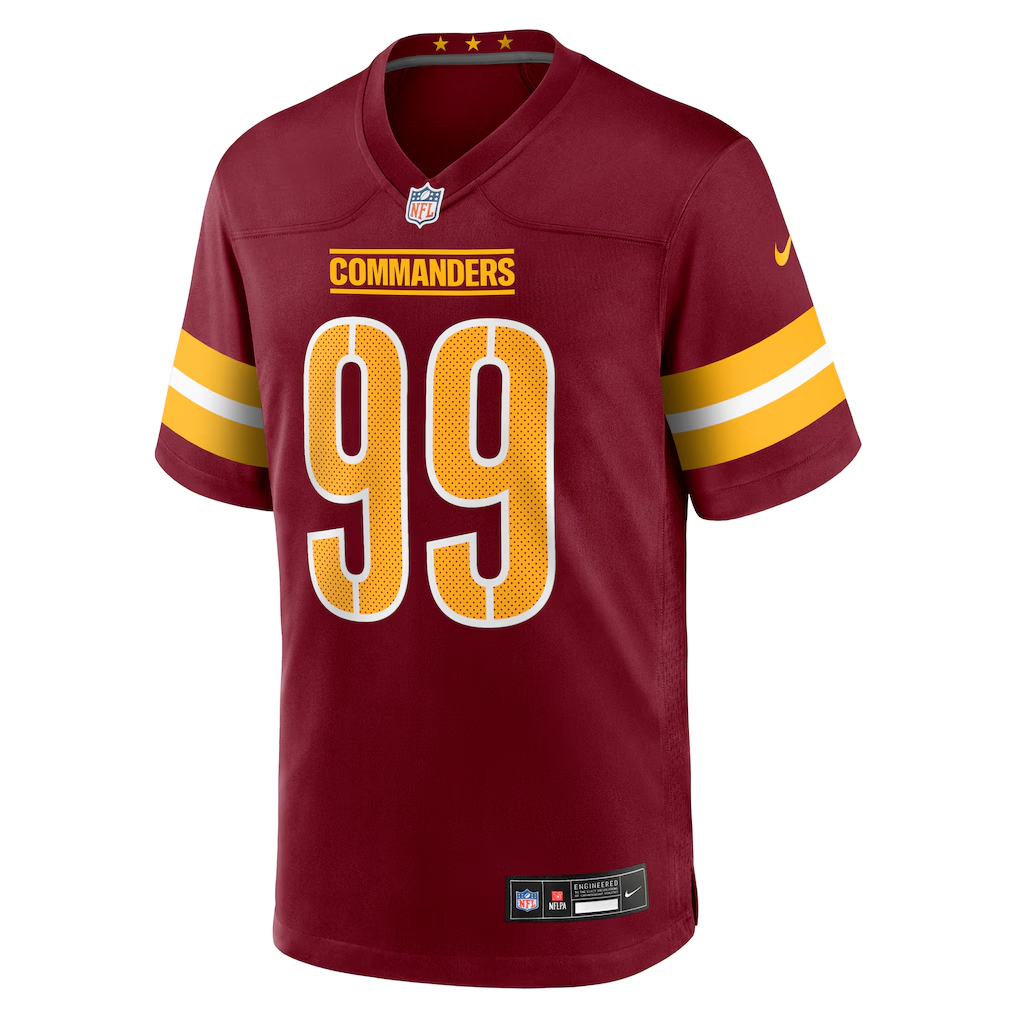 Men's  Javon Kinlaw Burgundy Washington Commanders Team Game Jersey