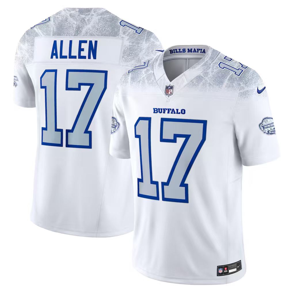 Men's Buffalo Bills Josh Allen  White 2025 Rivalries Collection F.U.S.E. VaporLimited Stitched Jersey