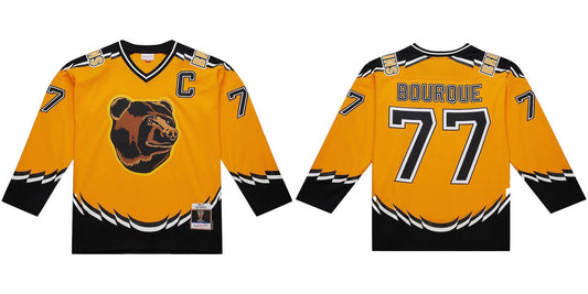 Men's Boston Bruins Ray Bourque #77 Mitchell & Ness Gold Big & Tall 1996-97 Blue Line 2.0 Yellow Jersey