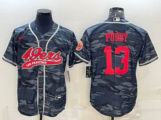 Men's San Francisco 49ers Brock Purdy Grey Camouflage Game Jersey Joint Edition