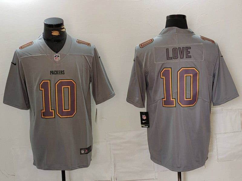 Men's Green Bay Packers Jordan Love Gray Atmosphere Fashion Game Jersey