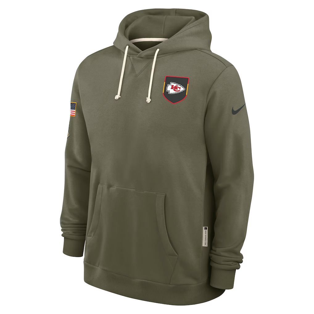 Men's Kansas City Chiefs  Olive 2025 Salute to Service Sideline Standard Issue Dri-FIT Hoodie
