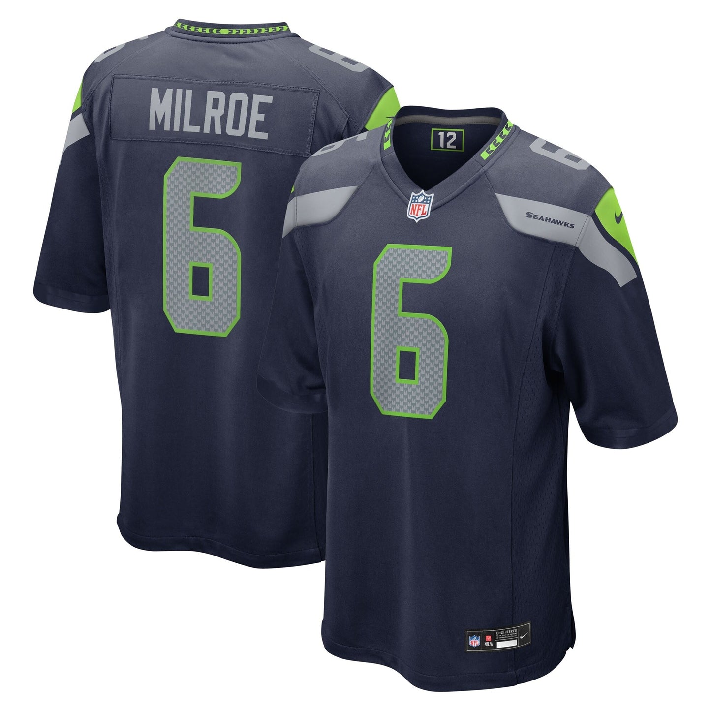 Seattle Seahawks Jalen Milroe College Navy 2025 NFL Draft Game Jersey