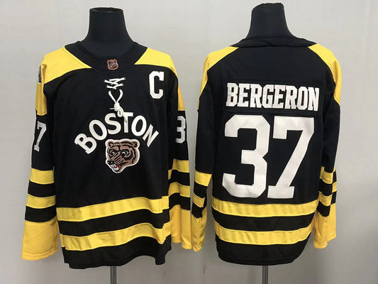 Men's Boston Bruins Patrice Bergeron #37 Black Player Game Jersey1
