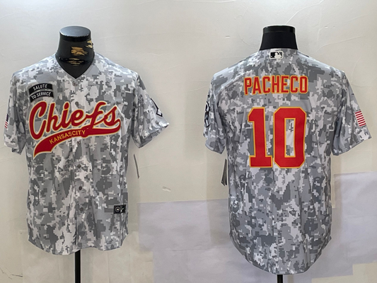 Men's Kansas City Chiefs Isiah Pacheco Arctic Camo Salute to Service Limited Jersey