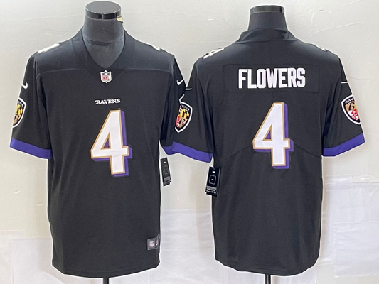 Men's Baltimore Ravens Zay Flowers Black Team Game Jersey