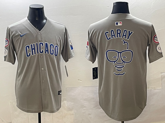 Men's Chicago Cubs1 Harry Caray Gray Replica Player Jersey