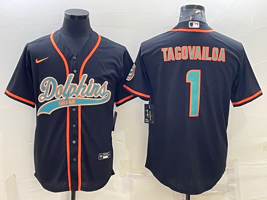 Men's Miami Dolphins Tua Tagovailoa Black Game Jersey Joint Edition