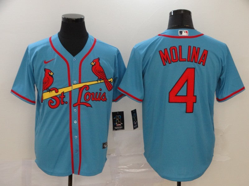 Men's St. Louis Cardinals #4 Yadier Molina  Horizon Blue Jersey1