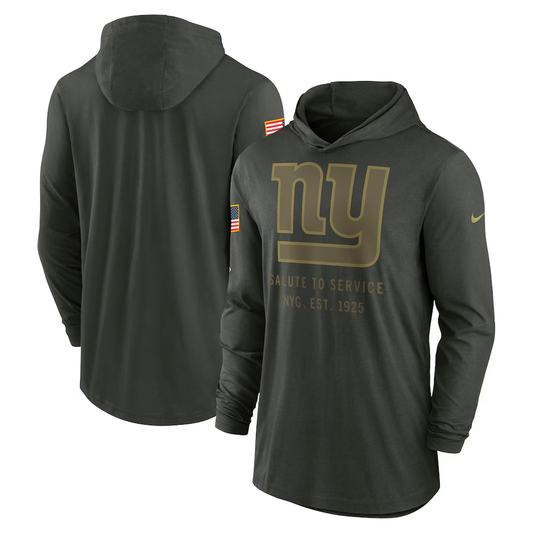 Men's New York Giants  Forest Green 2025 Salute to Service Sideline Dri-FIT Lightweight Hooded Pullover