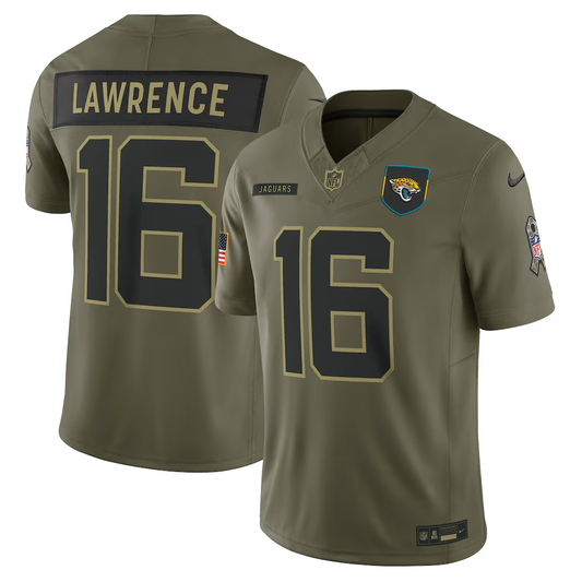 Men's Jacksonville Jaguars Trevor Lawrence  Olive 2025 Salute to Service Limited Jersey