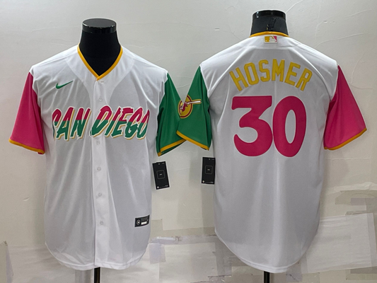 Men's San Diego Padres Eric Hosmer White Player Stitched Jersey
