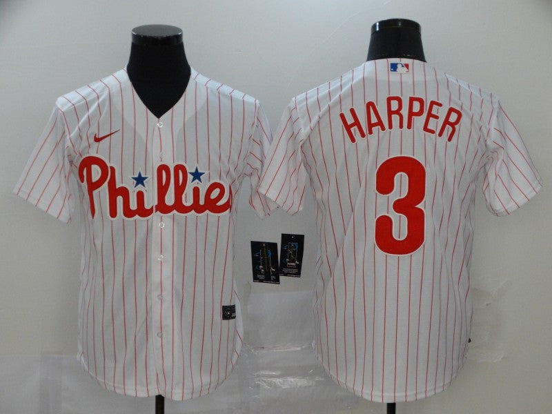 Men's Philadelphia Phillies #3 Bryce Harper  Pinstripe Jersey1