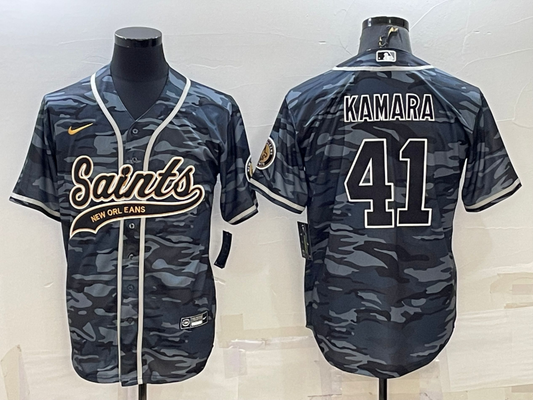 Men's New Orleans Saints Alvin Kamara Grey Camouflage Game Jersey Joint Edition