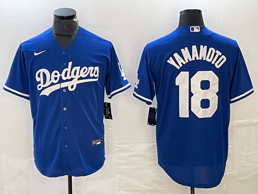 Men's Los Angeles Dodgers Yoshinobu Yamamoto #18 Royal Replica Player Jersey1
