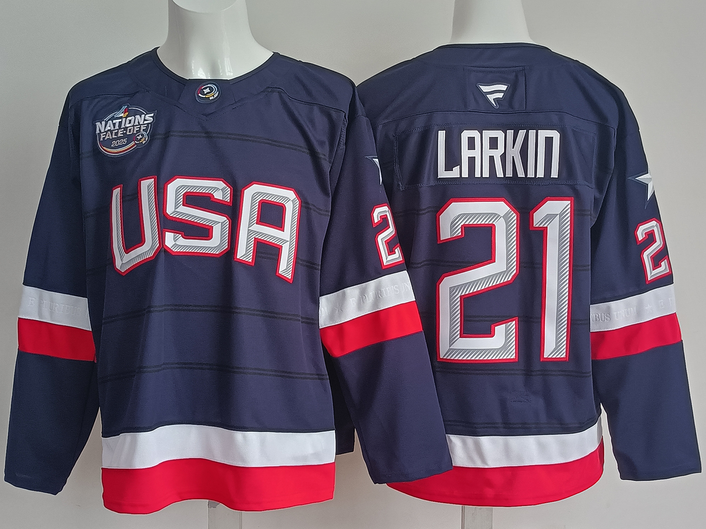 Men's United States 2025 4 Nations Face-Off Dylan Larkin #21 Navy Player Jersey