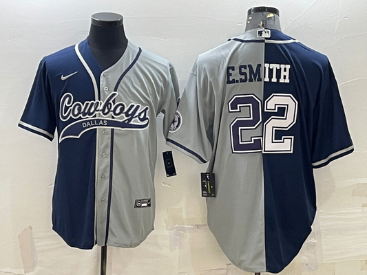 Men's Dallas Cowboys Emmitt Smith Navy/Gray Game Jersey Joint Edition