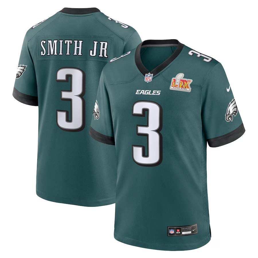 Men's Philadelphia Eagles Nolan Smith  Midnight Green Super Bowl LIX Game  Jersey